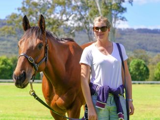 Kacy Fogden with Louis January at her Wonglepong training property. Photo: Chloe Bennett.