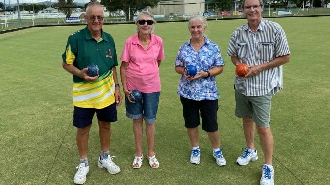 Players keen to start another year of Paddle Pop Pairs: Bruce Williams, Faye Hines, Donna and Geoff Rixon.