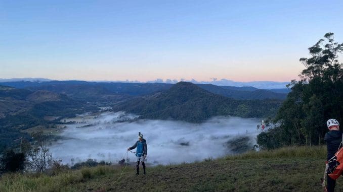 Phil Hystek preparing to fly from ‘Hinchliffe’s Hill’. Photo: Supplied.