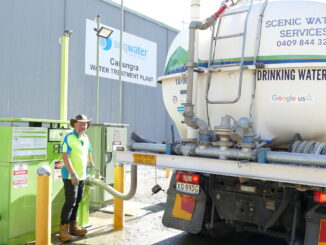 Shane Hosking from Scenic Water Services fills up at the Canungra Water Treatment Plant