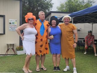 Best dressed team and winning team on Gala Day - Yabba Dabba Do - Catherine and Russ Peel and Mark and Elaine Broadbent.