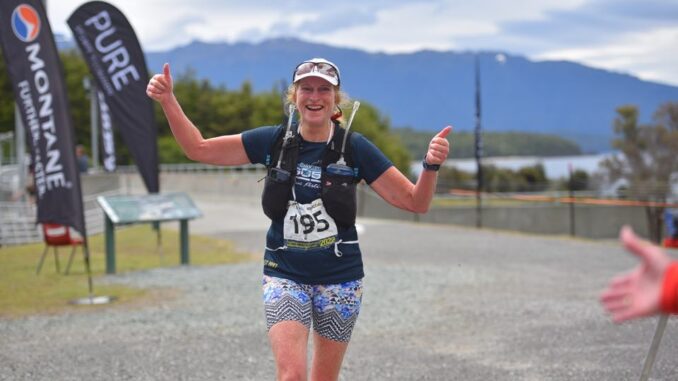 Sue Holmes completing The Kepler Challenge - 60km in Te Anau NZ December 2022