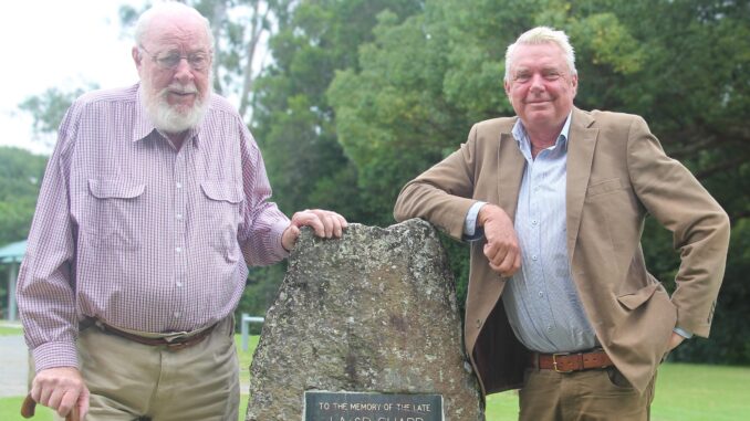 Former Beaudesert Shire Councillor Geoff Sharp with son and new Scenic Rim Mayor Tom Sharp
