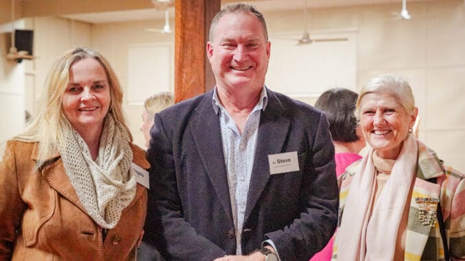 Angela Baker with Steve Moriarty and Sandy Davies at teh Making Can-nections dinnner