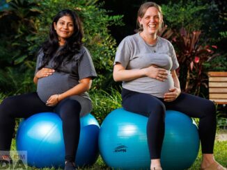 First-time mums Suruthi Nathan and Dr Fiona Schleyer. Photo Josh Woning.